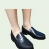 mocassin noir cuir origine daim authentique WESTON J.M